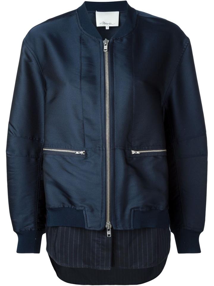 3.1 Phillip Lim Shirt Tail Bomber Jacket - Blue