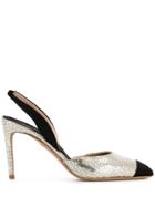 Giambattista Valli Snake Embossed Slingback Pumps - Silver