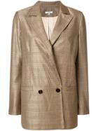 Ganni Plaid Double-breasted Blazer - Brown