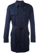 Sealup - Belted Trench Coat - Men - Cotton/polyurethane/cupro - 52, Blue, Cotton/polyurethane/cupro