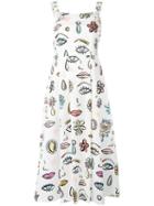Boutique Moschino Multi-print Flared Dress, Women's, Size: 40, White, Cotton/other Fibers