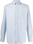 Canali Long Sleeved Gingham Check Shirt - White