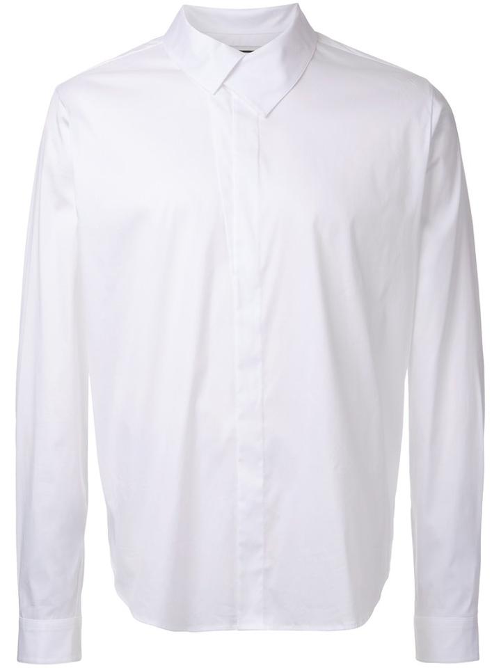 Wooyoungmi Overlap Collar Shirt, Men's, Size: 46, White, Cotton/nylon/spandex/elastane