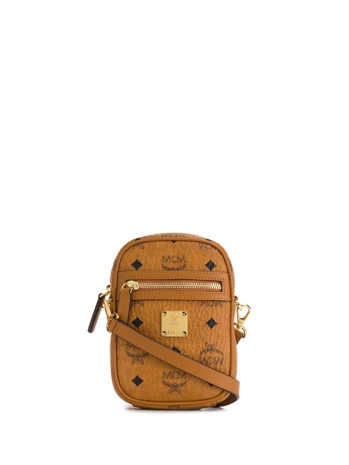 Mcm Mini Logo Print Shoulder Bag - Brown