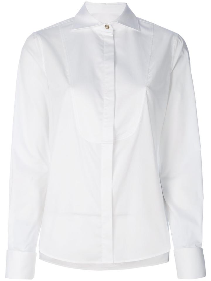Versace Collection - Concealed Fastening Shirt - Women - Cotton/spandex/elastane - 44, White, Cotton/spandex/elastane