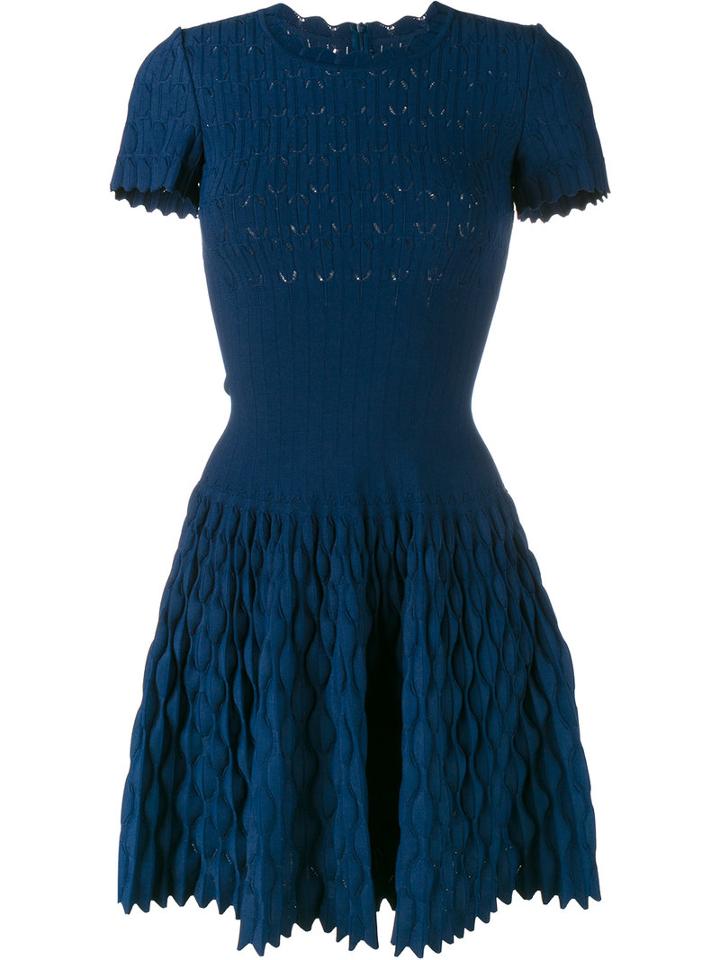 Azzedine Alaia Trinidad Flared Knit Dress, Women's, Size: 40, Blue, Viscose/polyester/polyamide