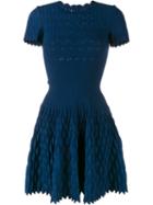 Azzedine Alaia Trinidad Flared Knit Dress, Women's, Size: 40, Blue, Viscose/polyester/polyamide
