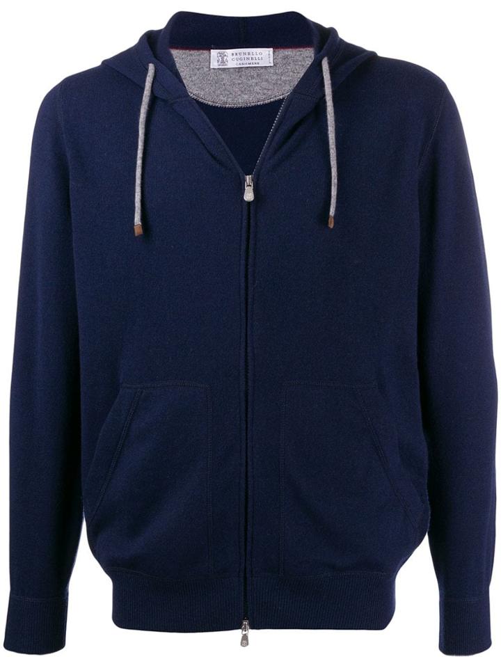 Brunello Cucinelli Hooded Zipped Cardigan - Blue