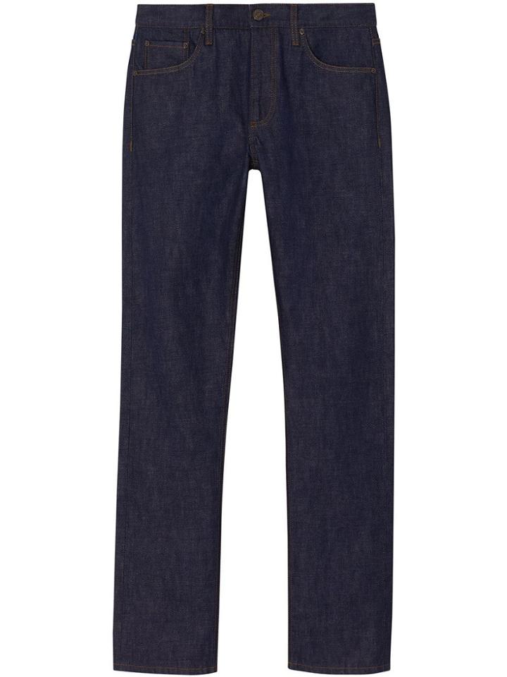 Burberry Straight Fit Japanese Selvedge Denim Jeans - Blue