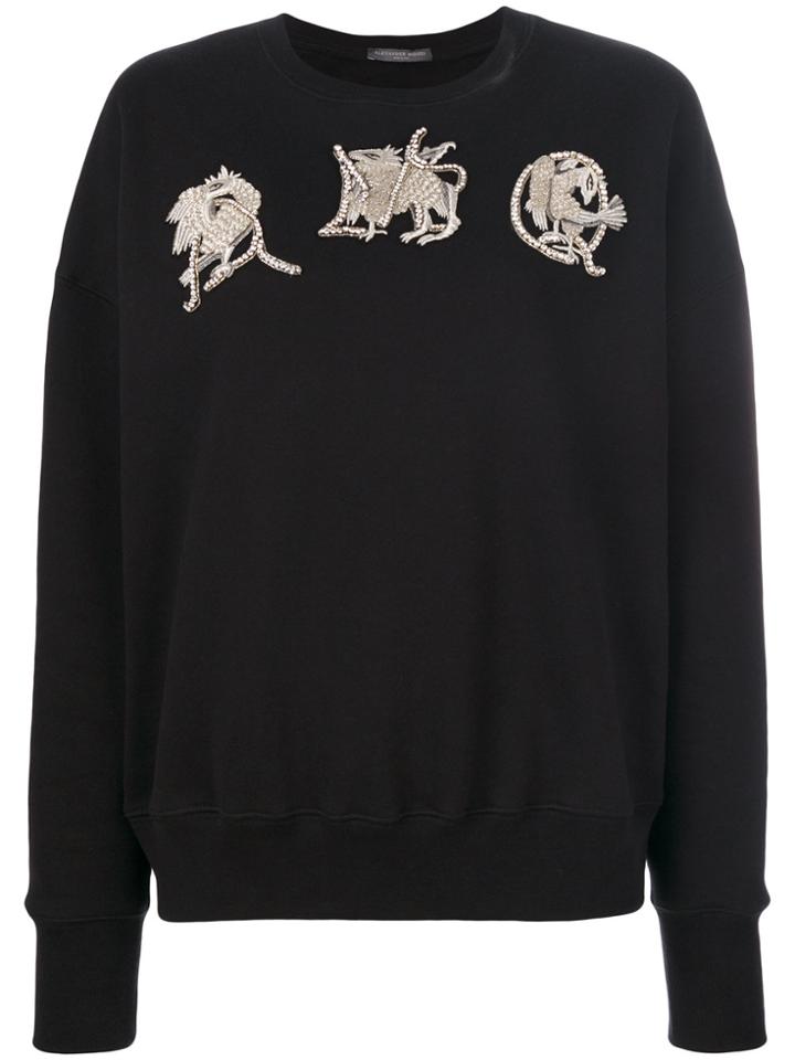 Alexander Mcqueen Amq Embroidered Sweatshirt - Black