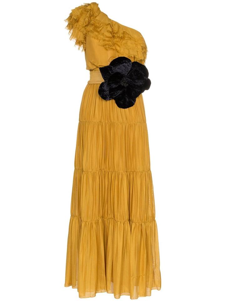 Johanna Ortiz Silk Day Dream Maxi Dress - Yellow & Orange