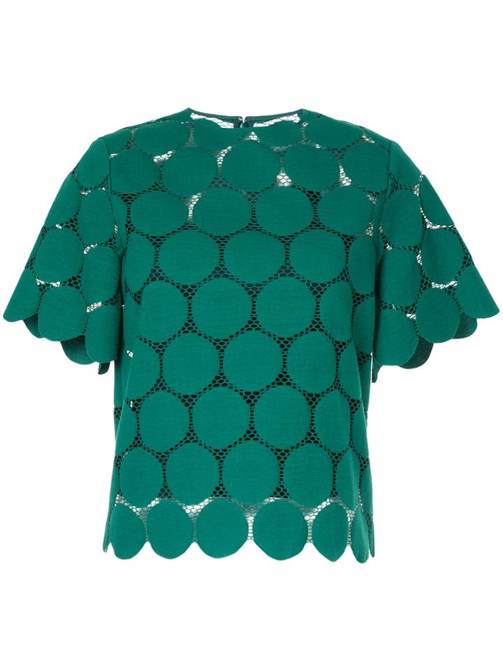 Le Ciel Bleu Polka Dot Lace Blouse - Green
