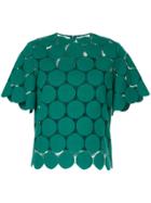 Le Ciel Bleu Polka Dot Lace Blouse - Green