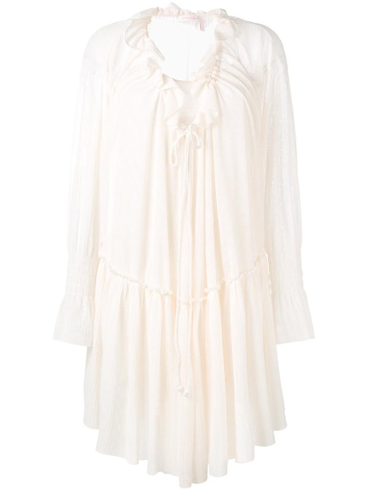 See By Chloé - Bohemian Ruffled Dress - Women - Cotton/polyester - S, Nude/neutrals, Cotton/polyester
