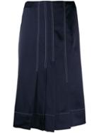 Marni Silk Effect Pleated Skirt - Blue