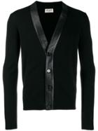 Saint Laurent Cashmere Leather Panelled Cardigan - Black