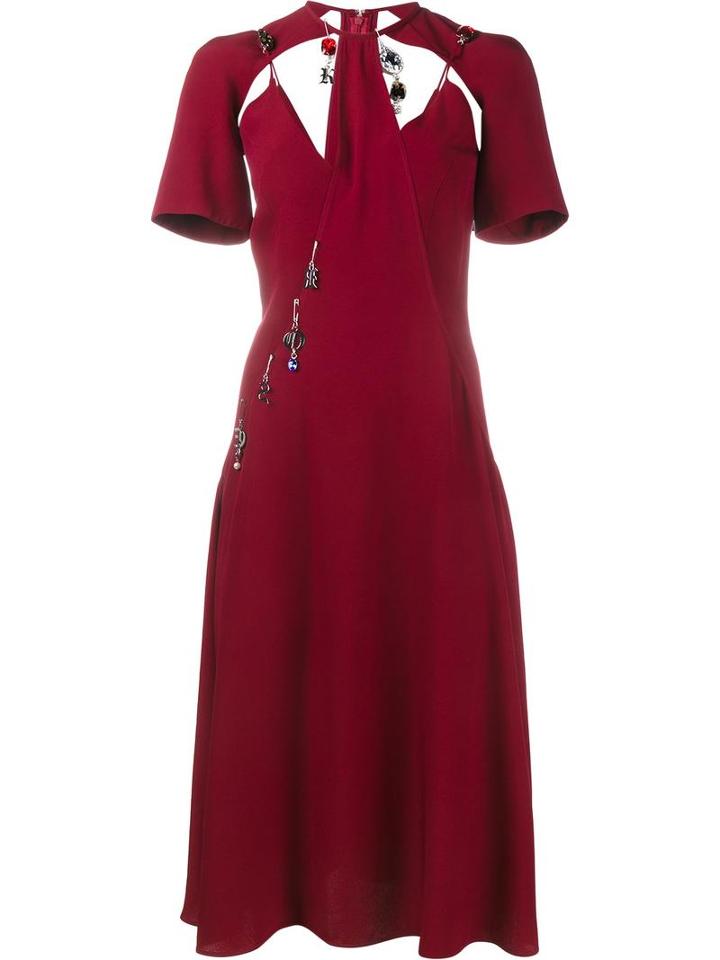 Christopher Kane Drape Back Detail Dress, Women's, Size: 40, Red, Silk/acetate/glass