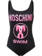 Moschino Flamingo Print Swimsuit, Women's, Size: 2, Black, Polyamide/spandex/elastane
