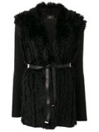 Liu Jo Belted Fur Cardigan - Black