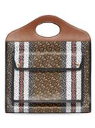 Burberry Medium Monogram Stripe E-canvas Pocket Bag - Brown