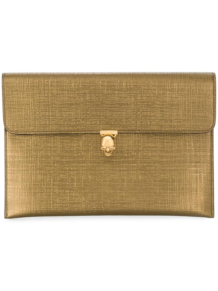 Alexander Mcqueen Skull Flap Clutch - Metallic