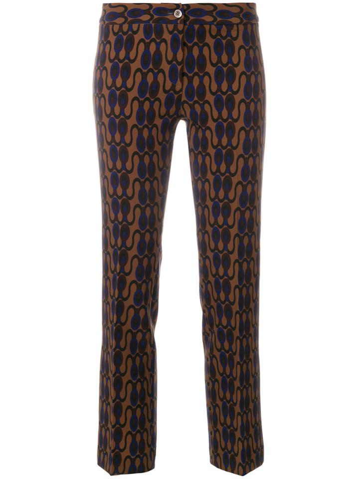 Meme Embroidered Cropped Trousers - Brown