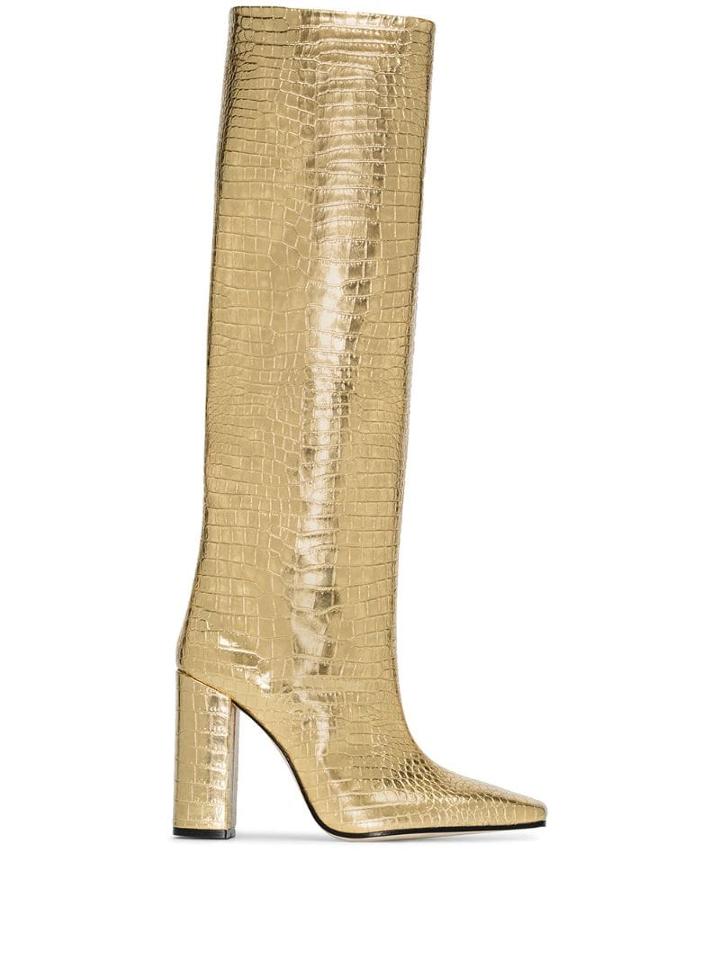 Paris Texas Crocodile-effect 100mm Boots - Metallic