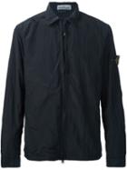 Stone Island Logo Badge Zip-up Jacket, Men's, Size: Xl, Blue, Cotton/polyamide
