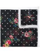 Twin-set Heart And Floral Scarf - Black