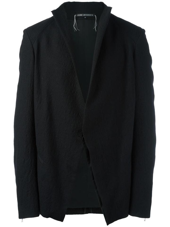 Cedric Jacquemyn Layered Collar Suit Jacket, Men's, Size: 48, Black, Wool/cotton