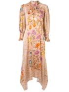 Mother Of Pearl Floral Print Symmetric Dress - Orange