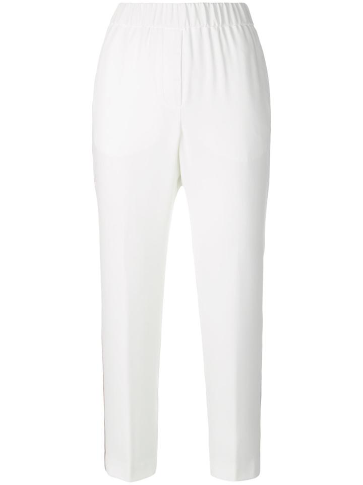 Peserico Cropped Side Stripe Trousers - White