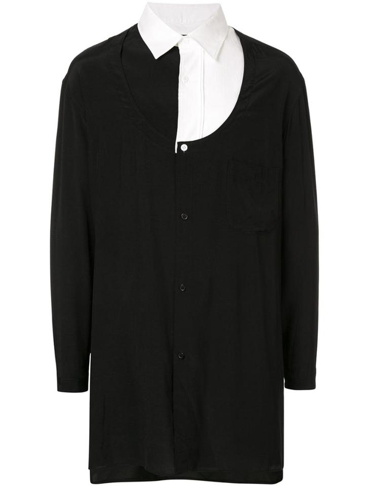 Yohji Yamamoto Layered Colour-block Shirt - Black