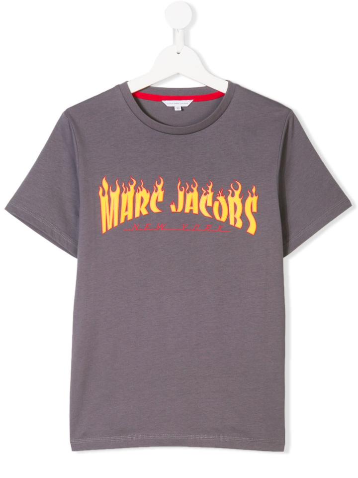 Little Marc Jacobs Flames Logo Print T-shirt - Grey