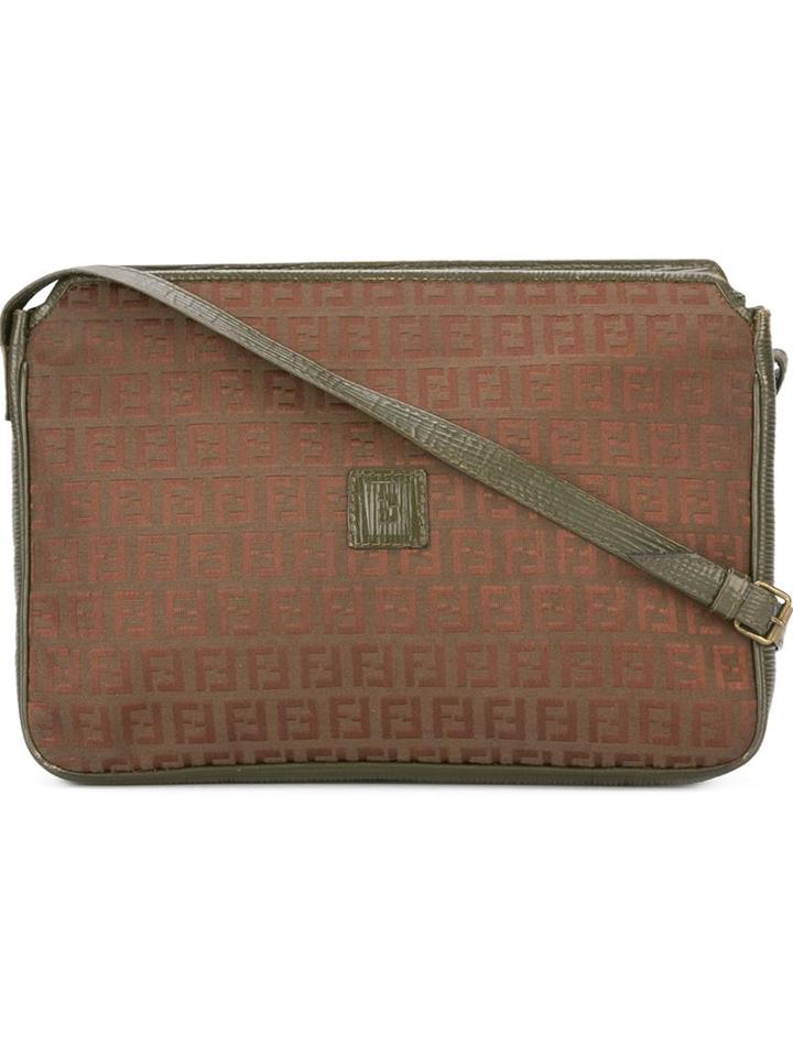 Fendi Vintage Ff Logo Shoulder Bag, Women's, Green