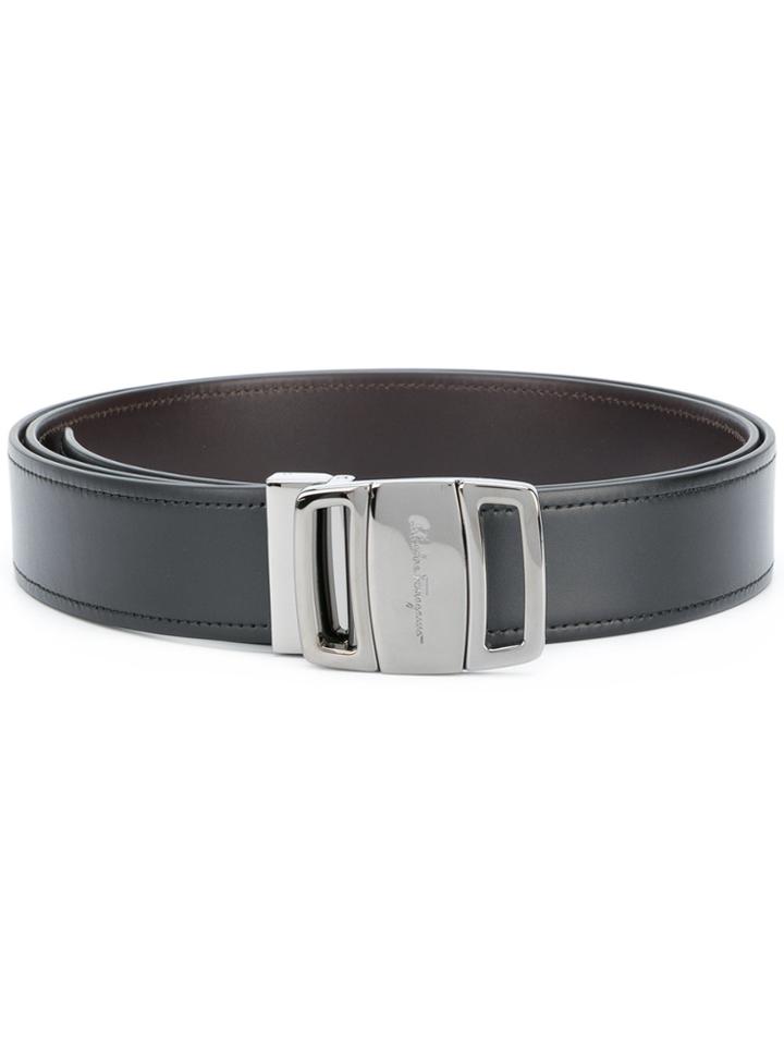 Salvatore Ferragamo Embossed Buckle Belt - Black