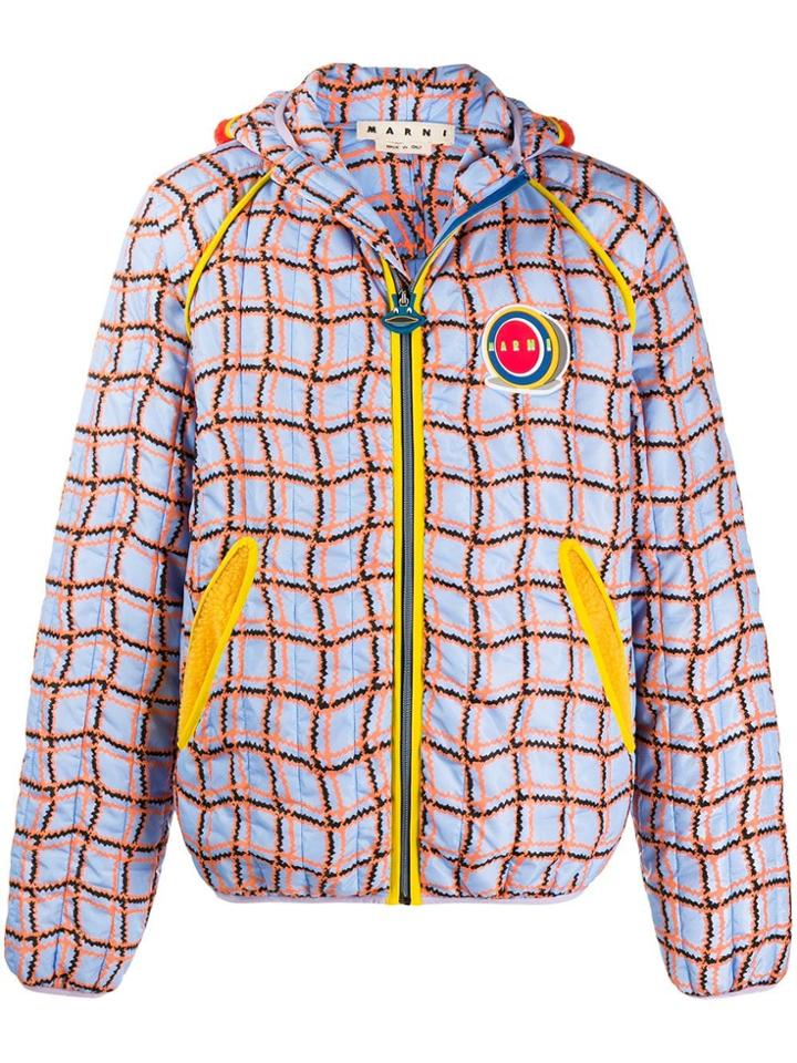 Marni Wave Check Padded Jacket - Blue