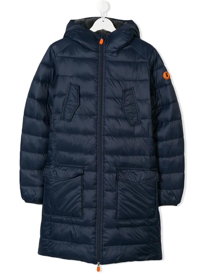 Save The Duck Teen Padded Hooded Coat - Blue