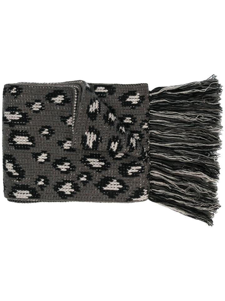 Alanui Leopard Intarsia Scarf - Black
