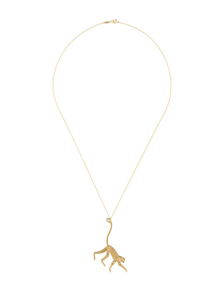 Marc Alary Diamond Monkey Pendant Necklace - Metallic