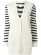Mm6 Maison Margiela Striped Sleeves Cardigan, Women's, Size: Small, Nude/neutrals, Wool