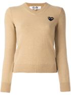 Comme Des Garçons Play Embroidered Heart Jumper - Nude & Neutrals