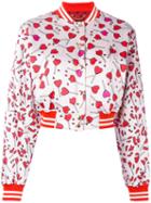 Diesel - Heart Print Bomber Jacket - Women - Cotton/acrylic/nylon - S, Pink/purple, Cotton/acrylic/nylon