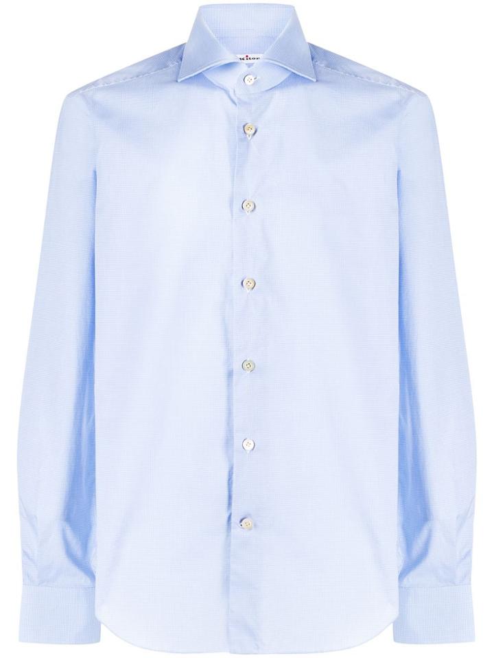 Kiton Micro Check Shirt - Blue
