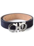 Salvatore Ferragamo Gancini Buckle Belt, Men's, Size: 110, Blue, Suede/metal (other)