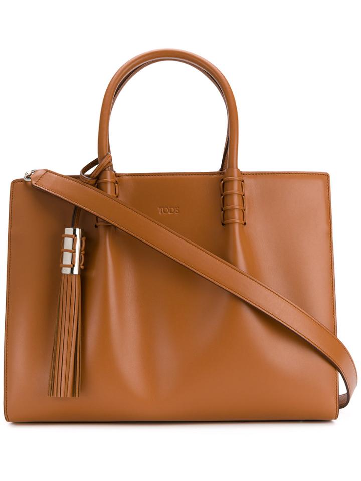 Tod's Tassel Detail Tote - Brown