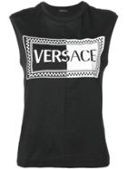 Versace 90s Vintage Logo Tank Top - Black