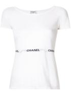 Chanel Pre-owned Intarsia Knit Logo T-shirt - White