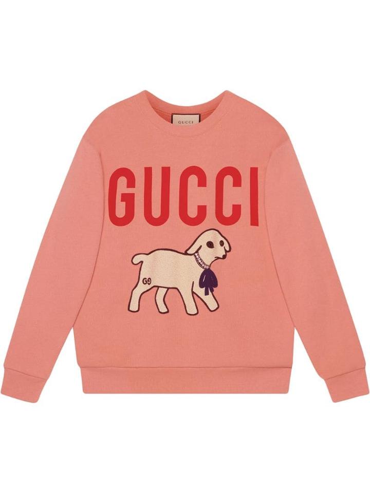 Gucci Oversized Lamb Print Sweatshirt - Pink