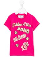 Philipp Plein Kids Bang T-shirt, Girl's, Size: 8 Yrs, Pink/purple